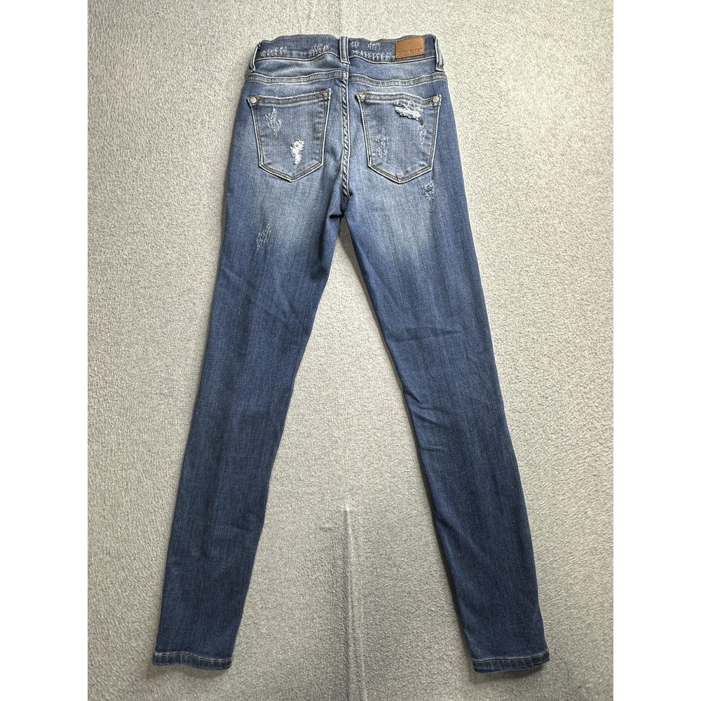 Judy Blue Jeans Womens 0 24 Distressed Skinny Mid Rise Leopard Patch JB8265MD